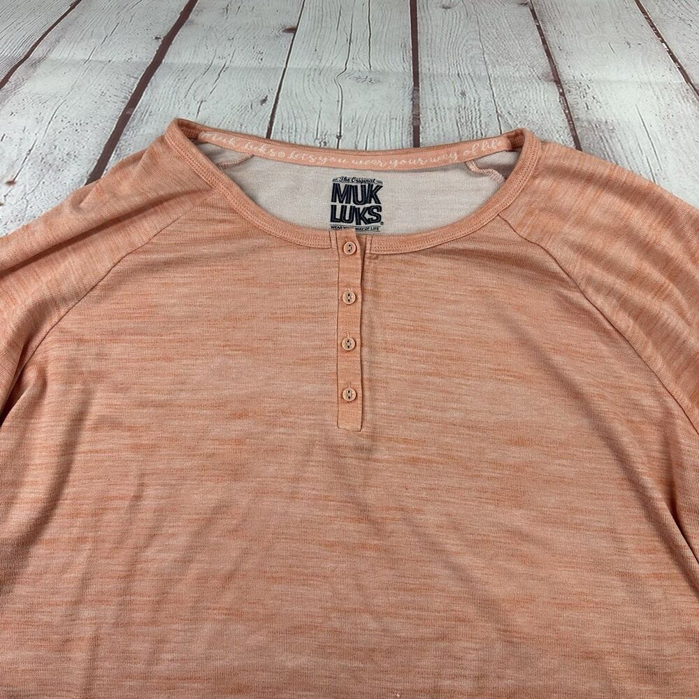 Muk Luks The Original Orange Henley Top 2X
